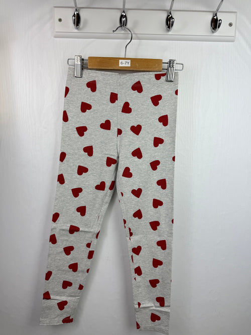 Ex M*S Red Heart Grey Leggings - Girls 6 - 7 Years - Little Ones Preloved. Second Hand Children's & Preloved Baby, Kids, Girls & Boys Clothes. UK online
