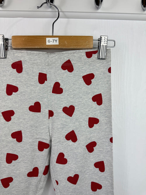 Ex M*S Red Heart Grey Leggings - Girls 6 - 7 Years - Little Ones Preloved. Second Hand Children's & Preloved Baby, Kids, Girls & Boys Clothes. UK online