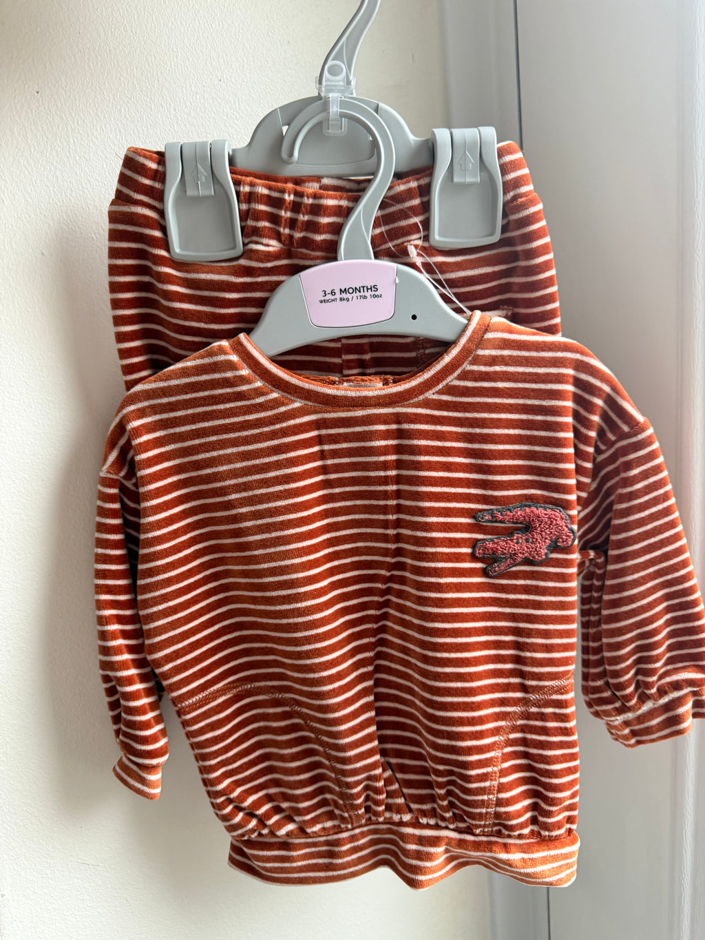 NEW Ex M*S Crocodile Velour Outfit - Baby Boys 3 - 6 Months - Little Ones Preloved. Second Hand Children's & Preloved Baby, Kids, Girls & Boys Clothes. UK online