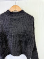 NEW Ex N*xt Black Fluffy Cropped Jumper - Girls 6 Years - Little Ones Preloved. Second Hand Children's & Preloved Baby, Kids, Girls & Boys Clothes. UK online