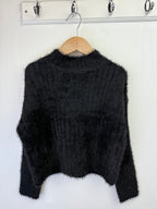 NEW Ex N*xt Black Fluffy Cropped Jumper - Girls 6 Years - Little Ones Preloved. Second Hand Children's & Preloved Baby, Kids, Girls & Boys Clothes. UK online