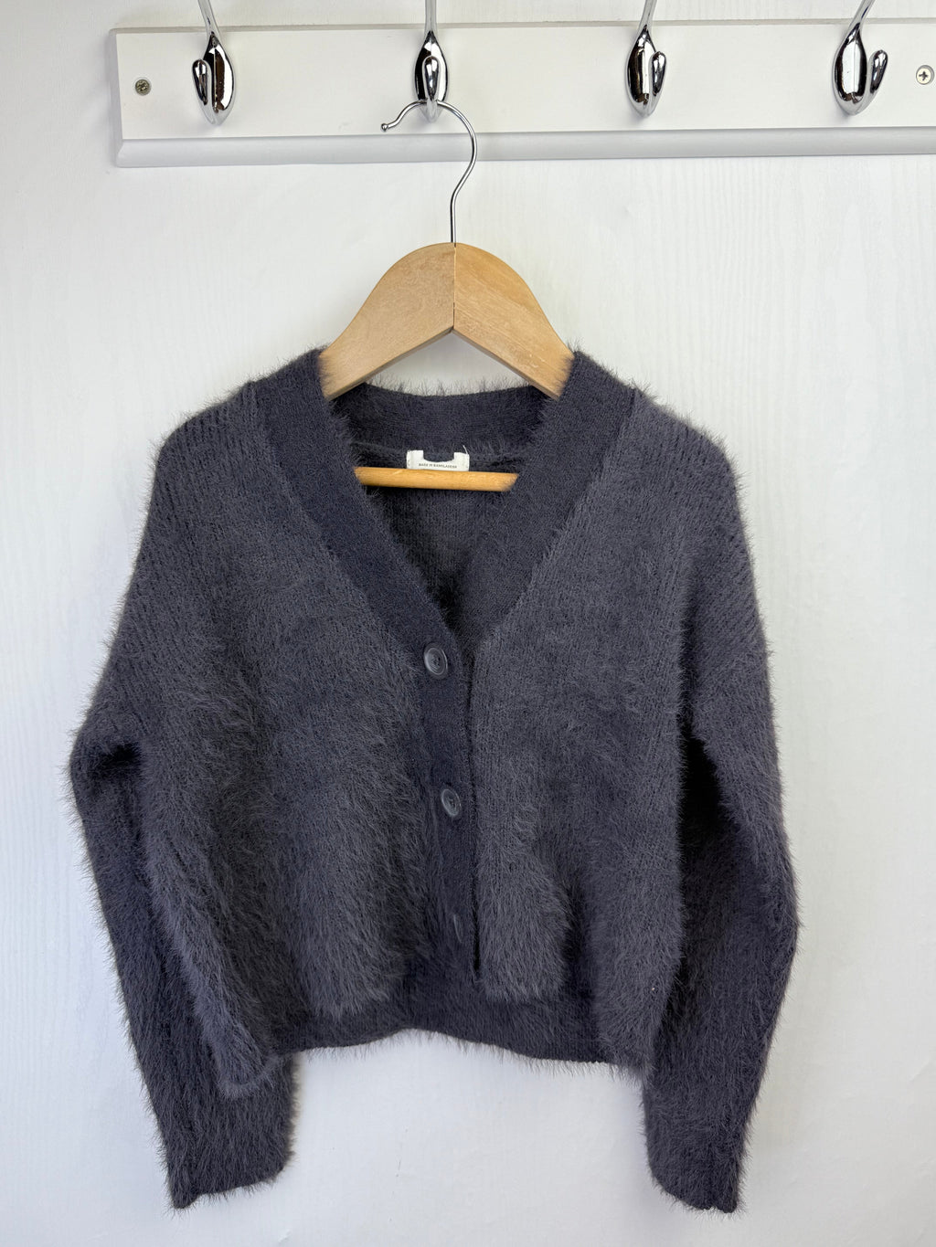 NEW Ex N*xt Charcoal Fluffy Cropped Cardigan - Little Ones Preloved. Second Hand Children's & Preloved Baby, Kids, Girls & Boys Clothes. UK online