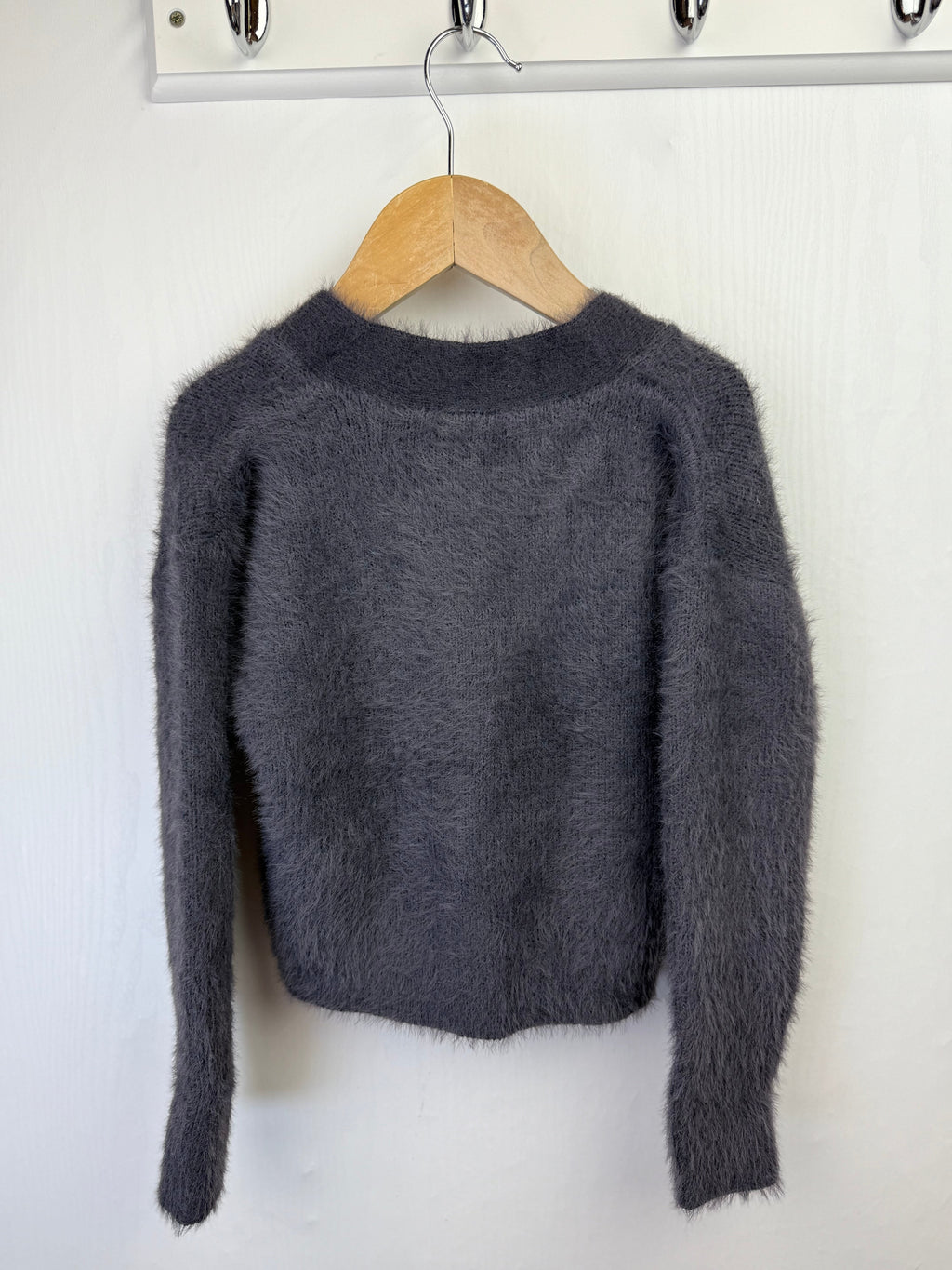 NEW Ex N*xt Charcoal Fluffy Cropped Cardigan - Little Ones Preloved. Second Hand Children's & Preloved Baby, Kids, Girls & Boys Clothes. UK online