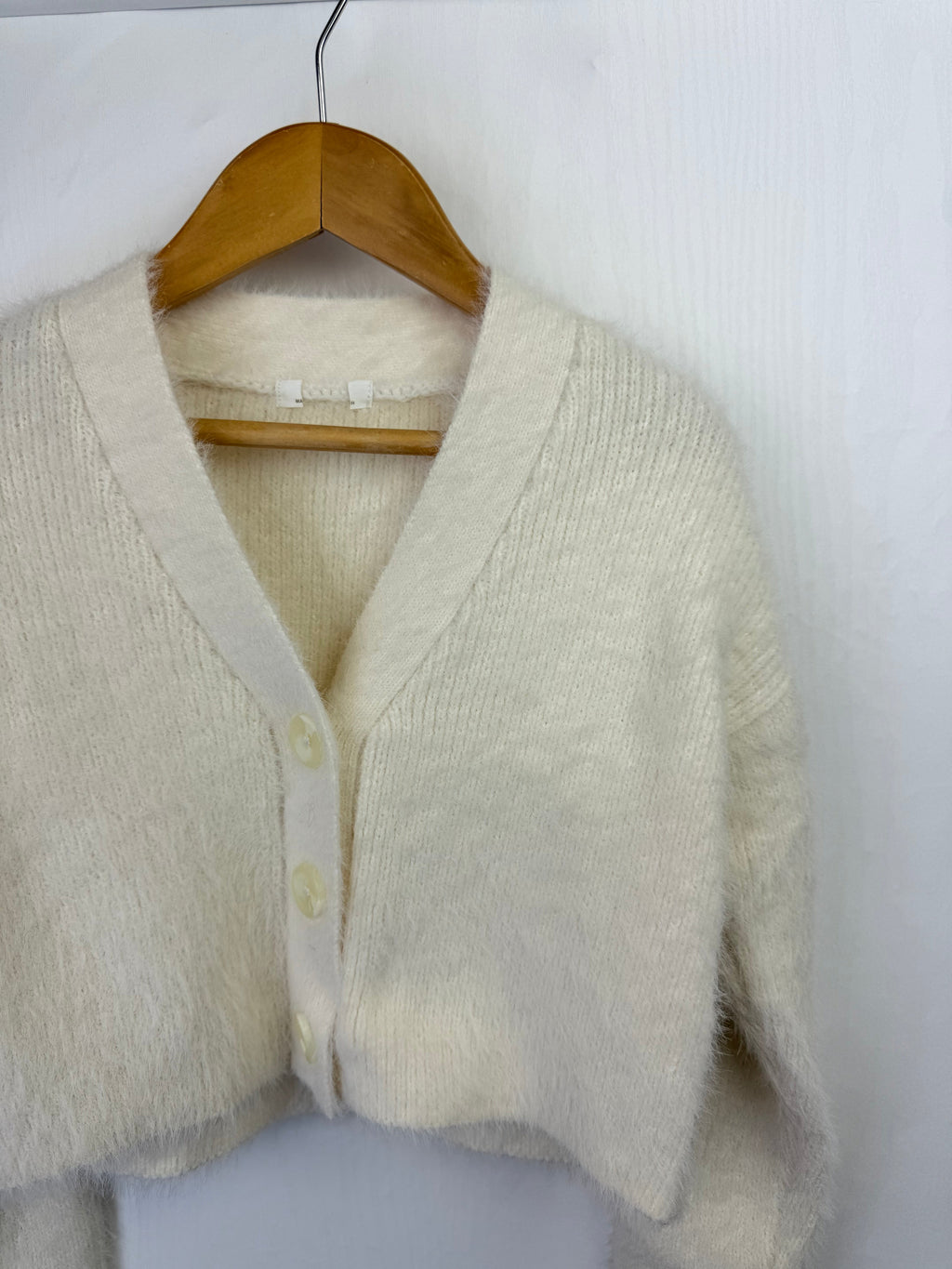 NEW Ex N*xt Cream Cropped Fluffy Cardigan - Little Ones Preloved. Second Hand Children's & Preloved Baby, Kids, Girls & Boys Clothes. UK online