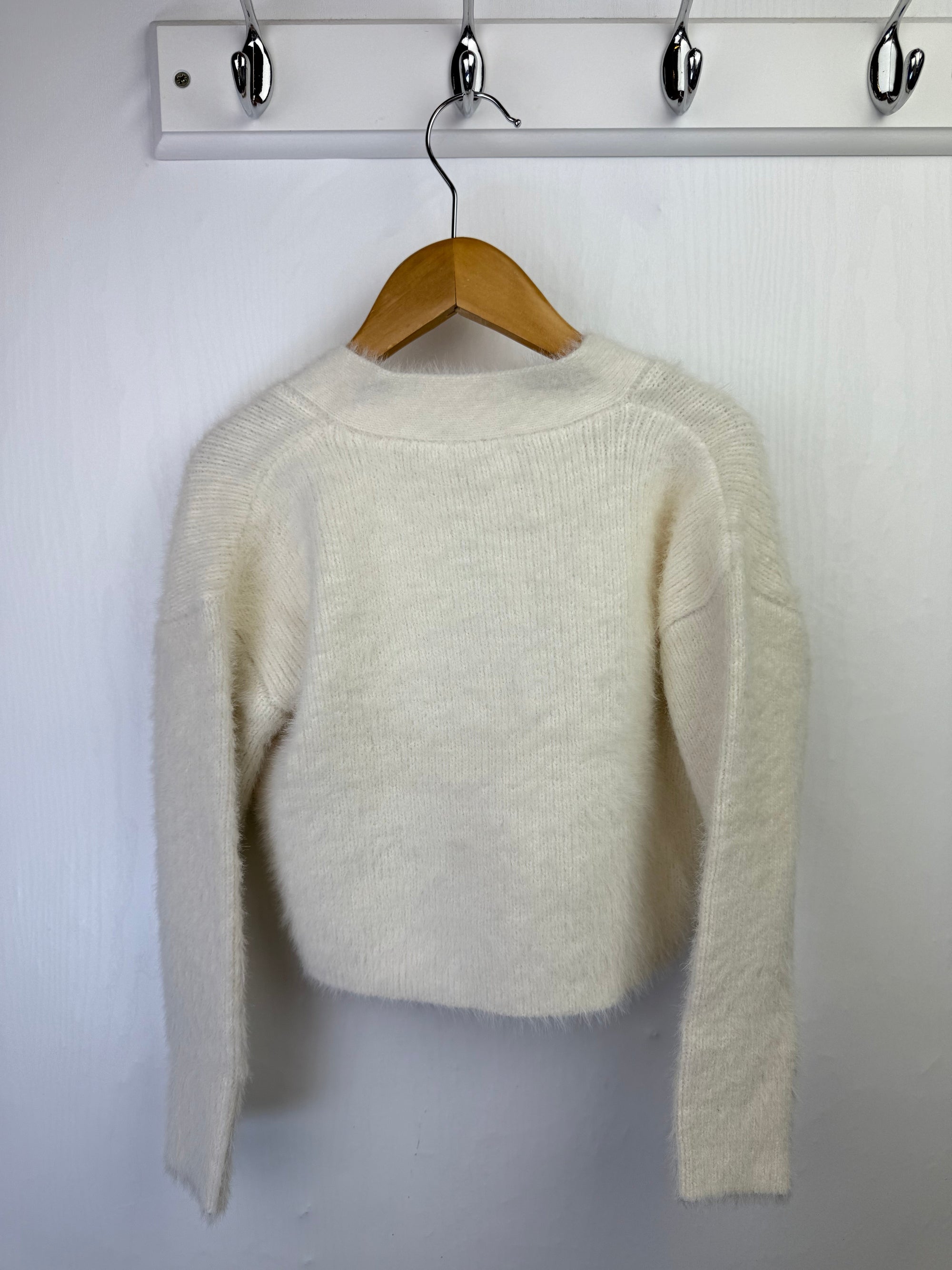 NEW Ex N*xt Cream Cropped Fluffy Cardigan - Little Ones Preloved. Second Hand Children's & Preloved Baby, Kids, Girls & Boys Clothes. UK online