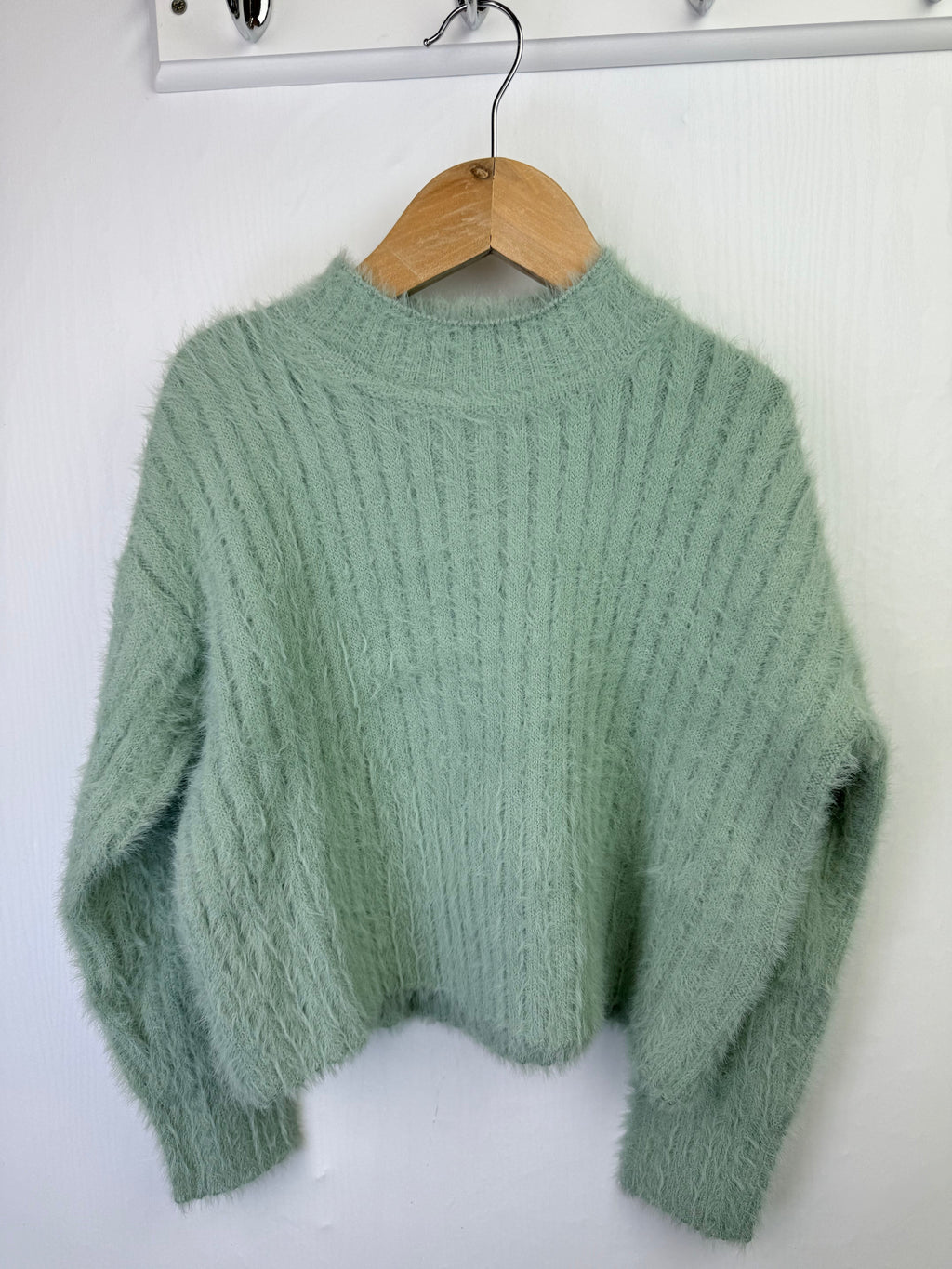 NEW Ex N*xt Duck Egg Fluffy Cropped Jumper - Little Ones Preloved. Second Hand Children's & Preloved Baby, Kids, Girls & Boys Clothes. UK online