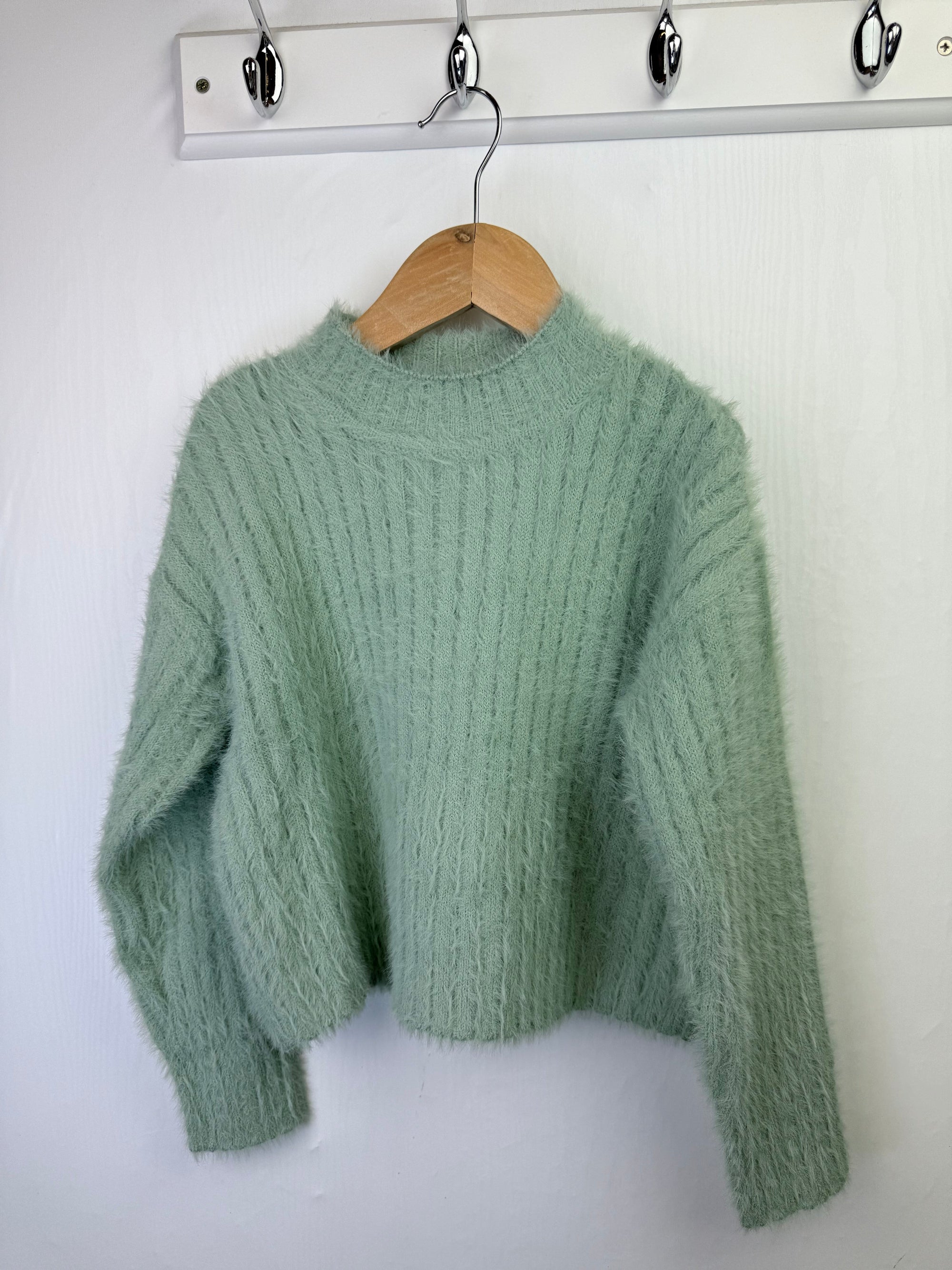 NEW Ex N*xt Duck Egg Fluffy Cropped Jumper - Little Ones Preloved. Second Hand Children's & Preloved Baby, Kids, Girls & Boys Clothes. UK online