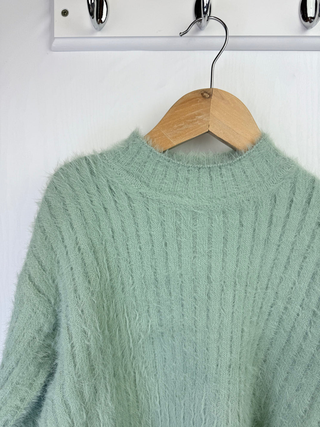 NEW Ex N*xt Duck Egg Fluffy Cropped Jumper - Little Ones Preloved. Second Hand Children's & Preloved Baby, Kids, Girls & Boys Clothes. UK online