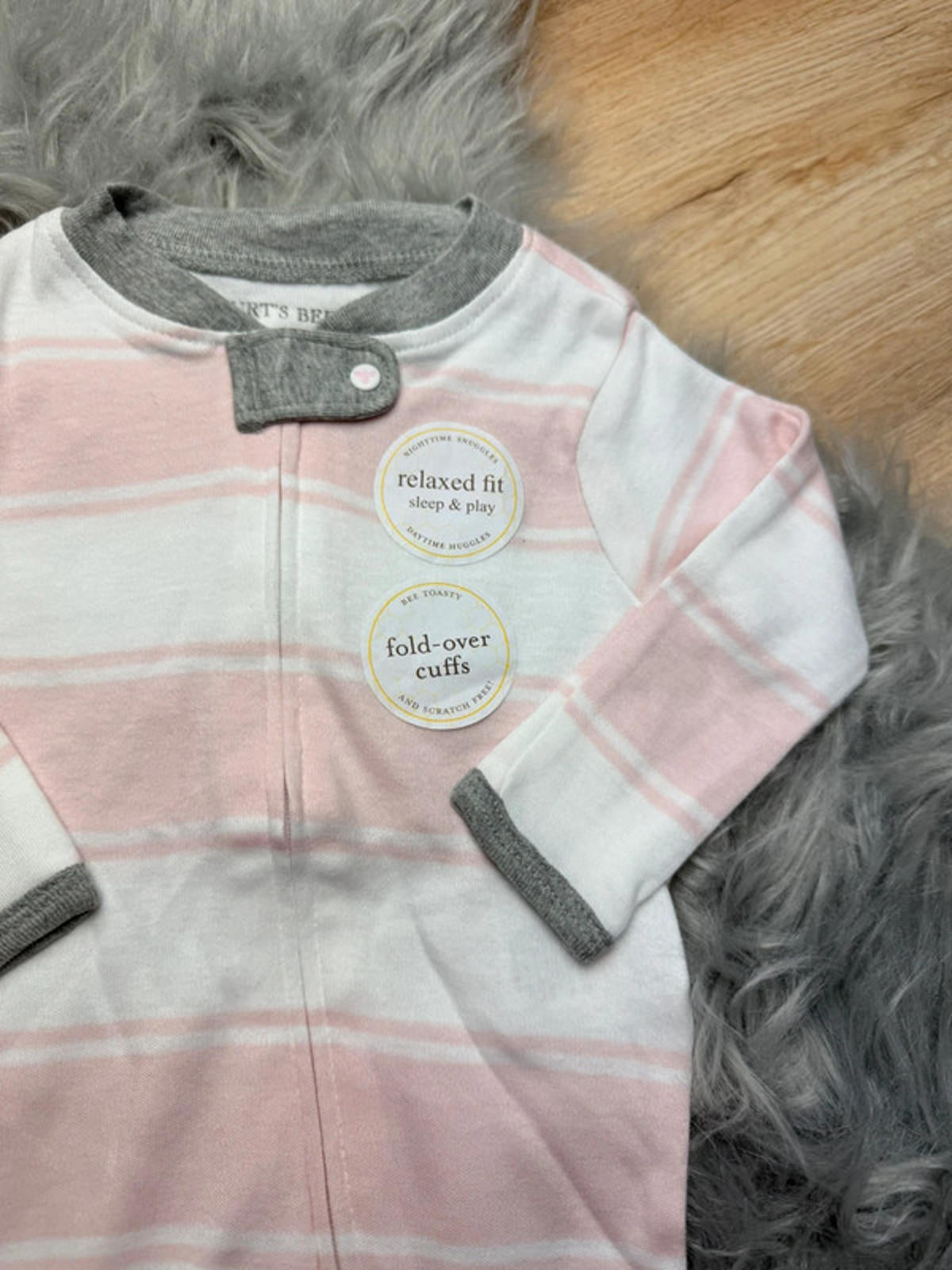 Nwot’s Burts Bees Pink Striped Sleepsuit - Baby Girls Newborn - Little Ones Preloved. Second Hand Children's & Preloved Baby, Kids, Girls & Boys Clothes. UK online