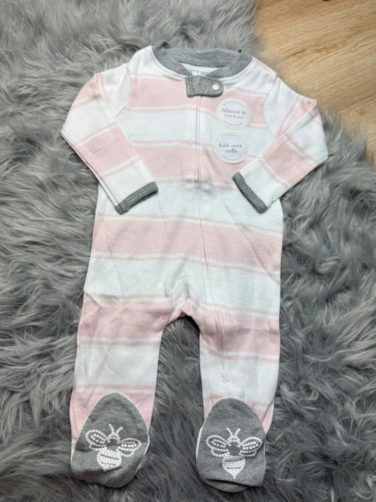 Nwot’s Burts Bees Pink Striped Sleepsuit - Baby Girls Newborn - Little Ones Preloved. Second Hand Children's & Preloved Baby, Kids, Girls & Boys Clothes. UK online