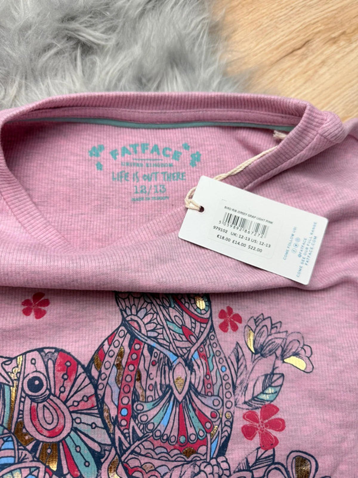 NWT’s Fatface Pink Ribbed Mosaic Bird Top - Girls 12 - 13 Years - Little Ones Preloved. Second Hand Children's & Preloved Baby, Kids, Girls & Boys Clothes. UK online